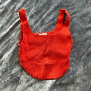 Aritzia Babaton Sculpt Knit Bustier Tank Top Red